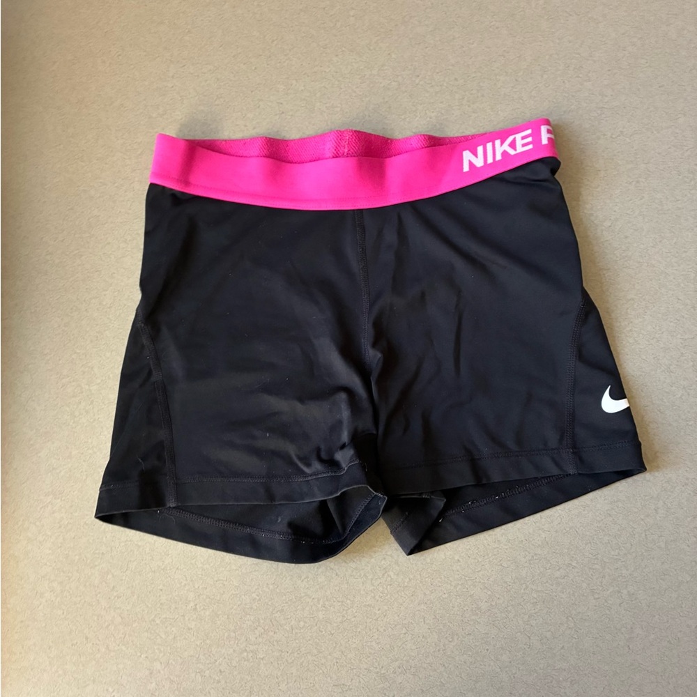 Nike Kids Black Shorts with Pink Waistband